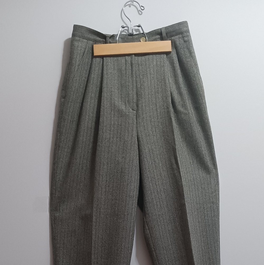 Vintage Ralph Lauren Gray Pleated Pinstripe Trousers
